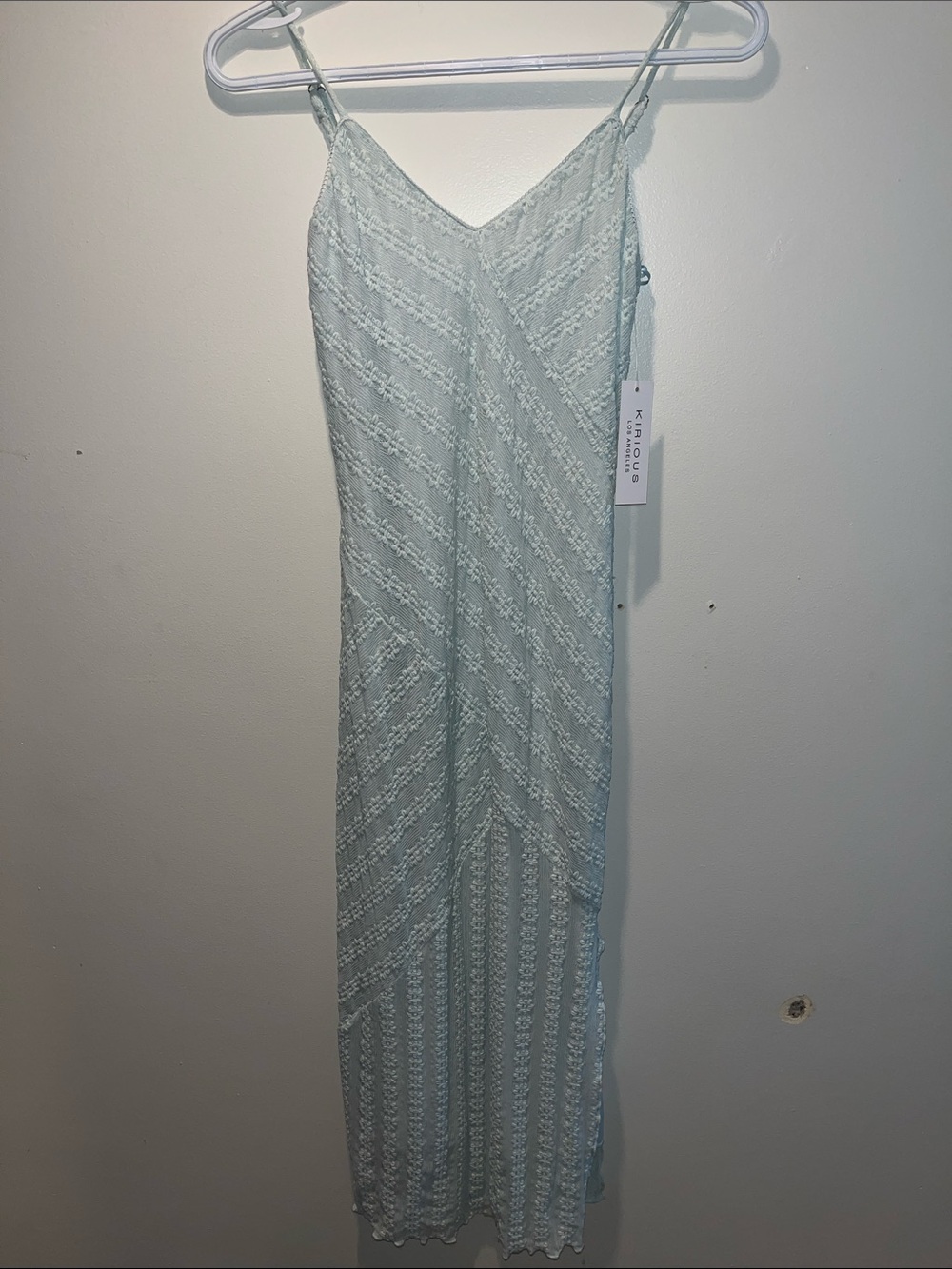 Knit Maxi Slip Dress in Pale Mint Green